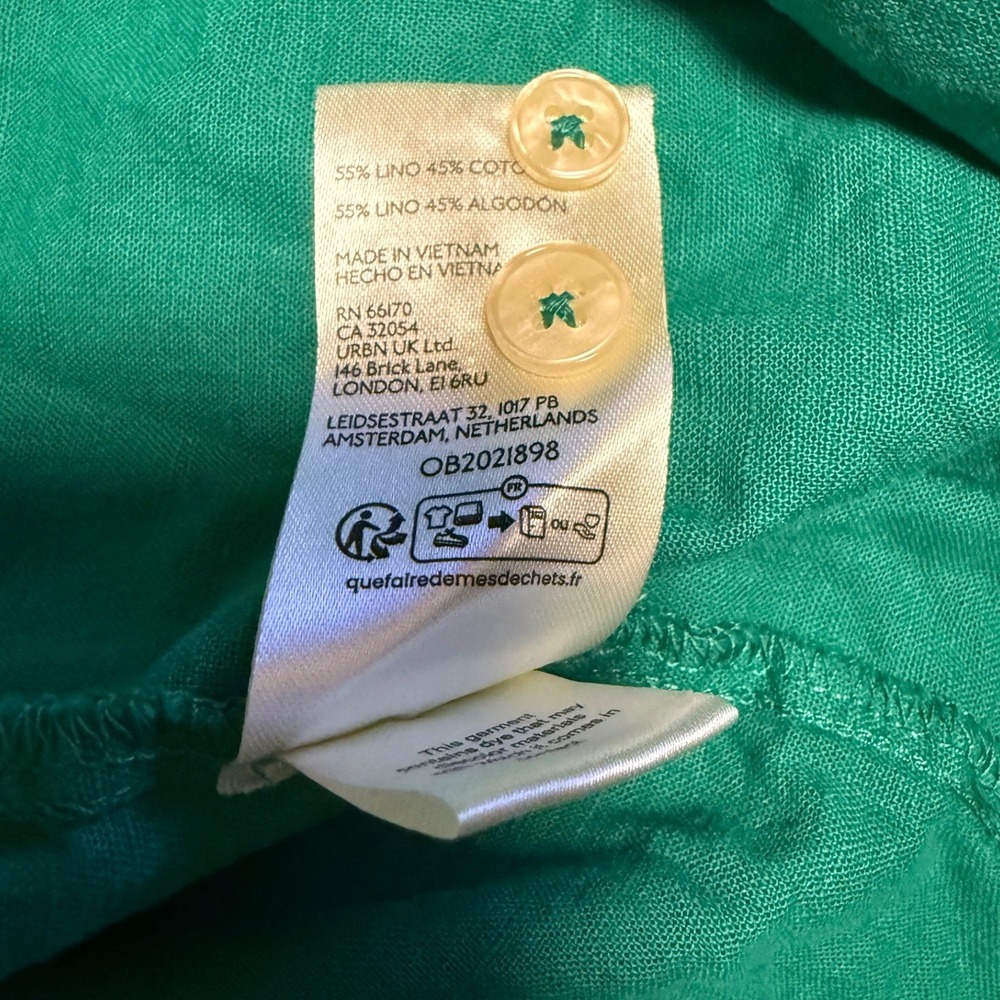 Maeve Anthropologie Green Linen Cotton Blend Button Down Shirt OB2021898 Small - Picture 7 of 7